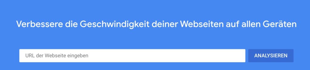 Eine Zeile mit der URL Ihrer Website für die Geschwindigkeits-Analyse.