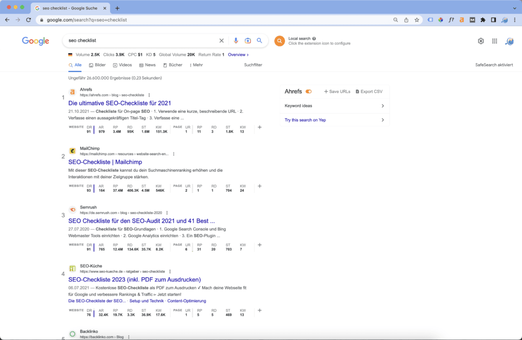google seo checklist de
