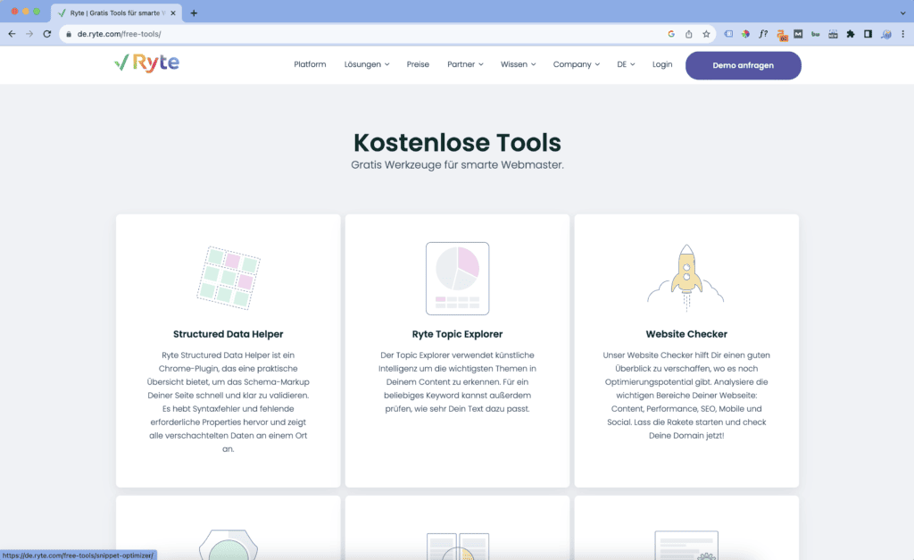 Das Internet wächst stetig, und die Anforderungen an eine Website, um im Meer von digitalen Informationen herauszustechen, werden immer höher. Hier kommt Ryte ins Spiel. Als eines der renommiertesten Tools im Bereich Website-Optimierung bietet Ryte eine Fülle von Funktionen, um sicherzustellen, dass Ihre Webseite den Anforderungen von Suchmaschinen und Besuchern gerecht wird. Bei ANN2thrive haben wir die Vorteile von Ryte erkannt und möchten Ihnen einen Überblick über die Funktionen und den Nutzen der kostenlosen Version dieses leistungsstarken Tools geben.