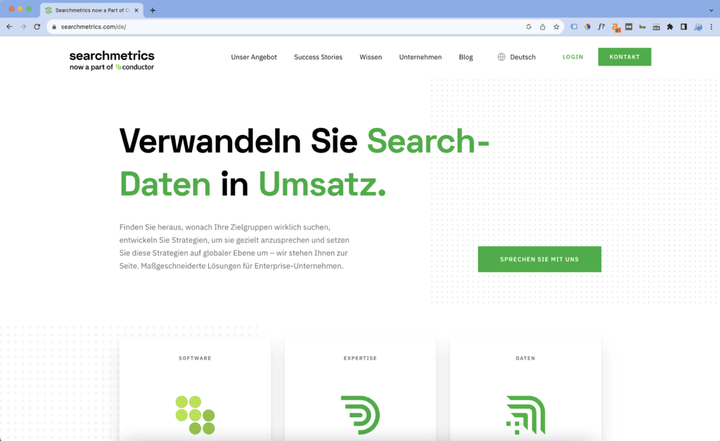 Die Landschaft des Online Marketings ist komplex und ständig in Bewegung. Um in diesem sich ständig wandelnden Umfeld erfolgreich zu sein, benötigen Unternehmen fortschrittliche Tools, um ihre SEO- und Content-Strategien zu optimieren. Hier kommt Searchmetrics ins Spiel, ein Premium-Tool, das Einblicke in die SEO- und Content-Performance einer Website bietet. Bei ANN2thrive haben wir festgestellt, dass eine datengetriebene Herangehensweise an SEO und Content der Schlüssel zum Erfolg ist, und Searchmetrics spielt dabei eine zentrale Rolle.