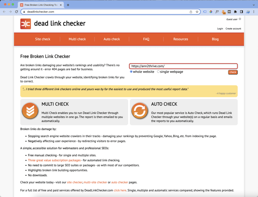 Status Code 404 Not Found: Dead Link Checker