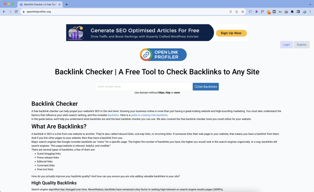 Backlinks sind entscheidend für die Sichtbarkeit und das Ranking Ihrer Website in Suchmaschinen. Ein effektives Backlink-Profil kann Ihre Website an die Spitze der Suchergebnisse bringen. Doch wie können Sie die Qualität und Quantität Ihrer Backlinks überwachen und analysieren? Hier kommt OpenLinkProfiler ins Spiel, ein kostenloses Tool, das speziell für diese Aufgabe entwickelt wurde.