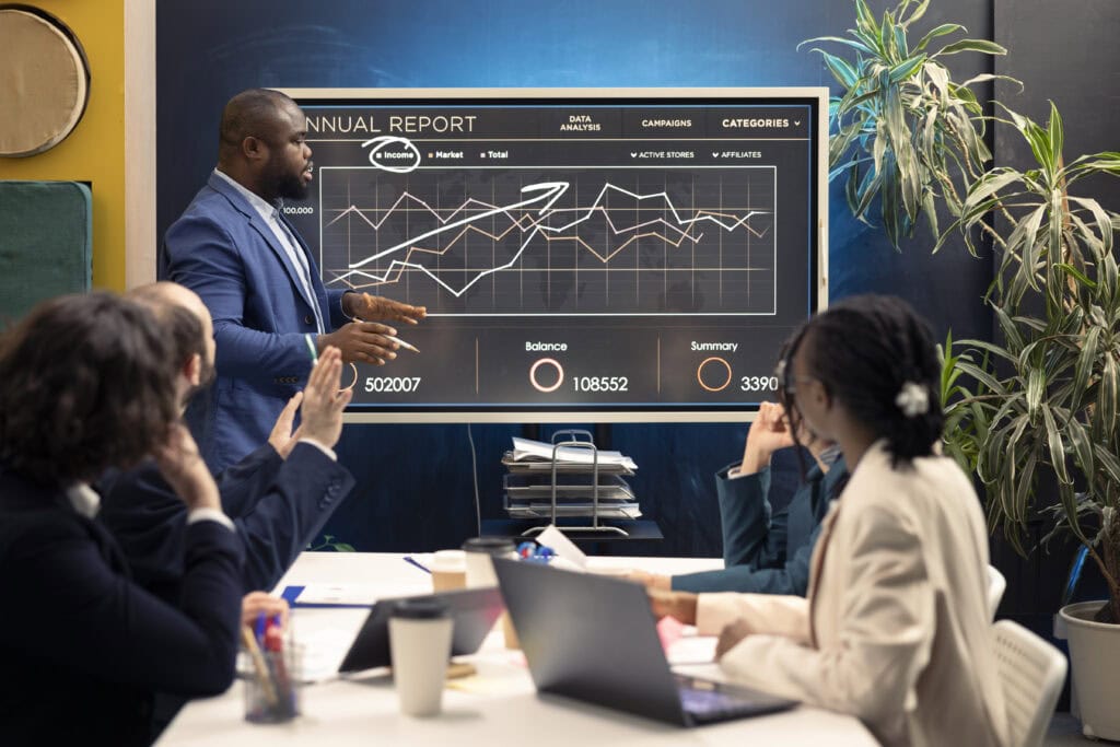 marketing analytics chief operating officer presenting project updates